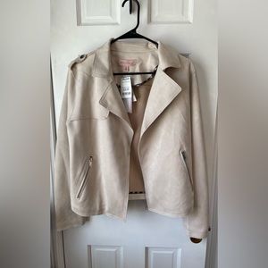 Cream Suede Moto Jacket